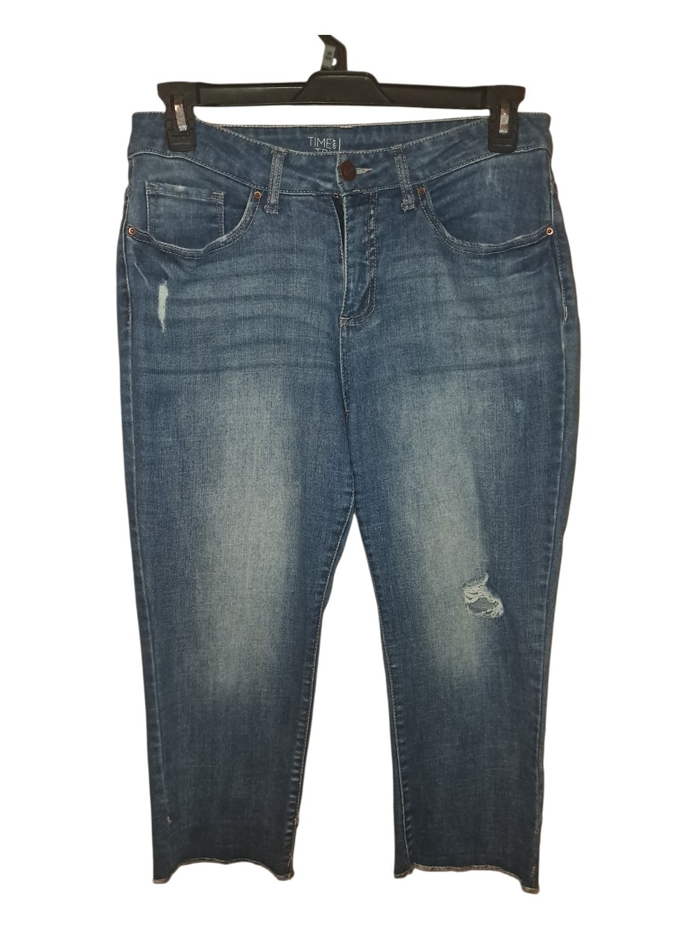 Time and Time Cropped Distressed Women's Jeans L